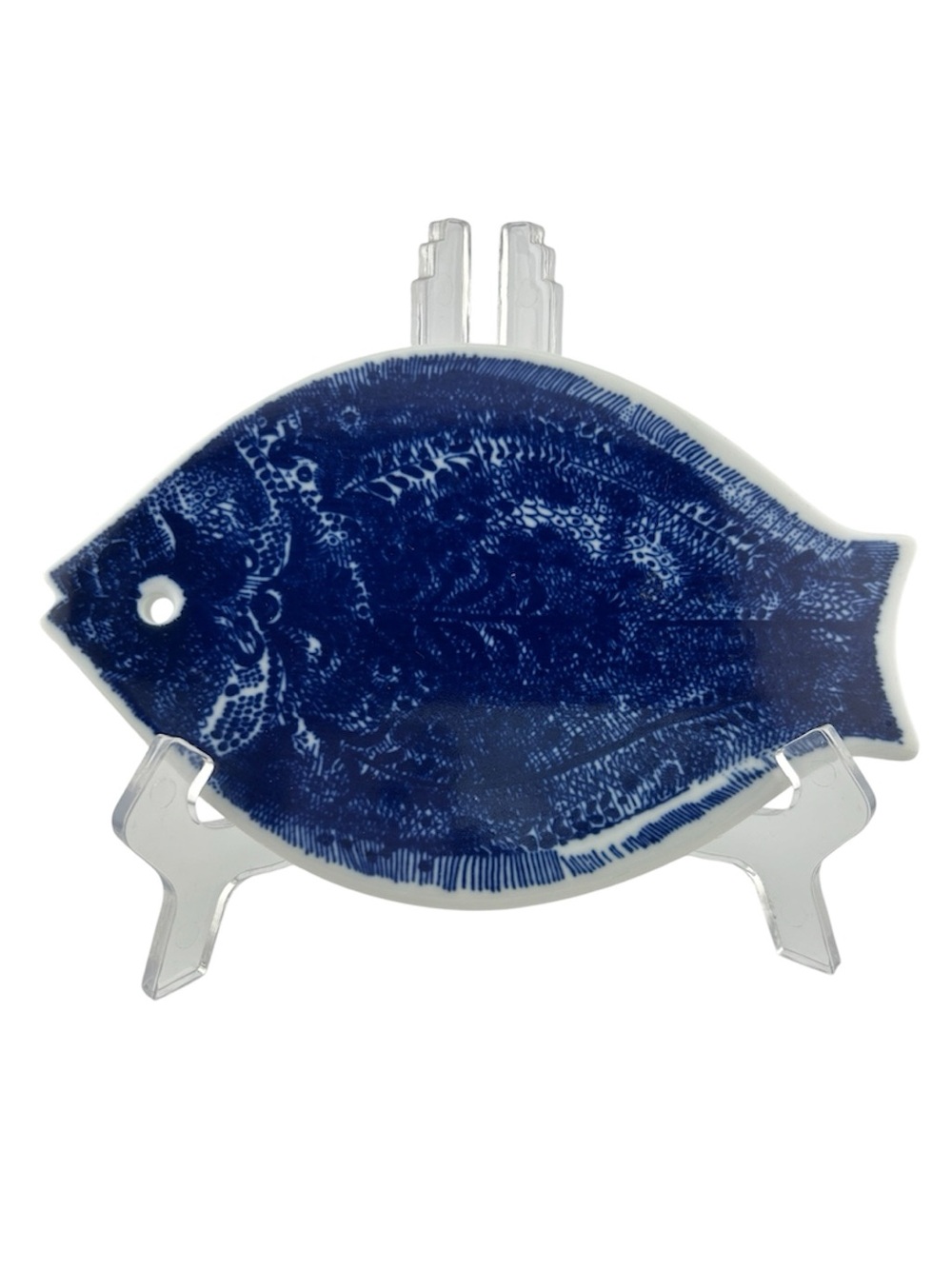 Blue Ceramic Fish Trivet by Porsgrund